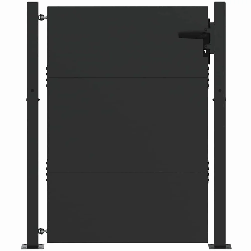 Brama ogrodowa, czarna, 105 x 130 cm, stal malowana proszkowo | Odporna na warunki atmosferyczne, cięcie laserowe, zamki ryglowe, odporne na rdzę, łatwe w pielęgnacji