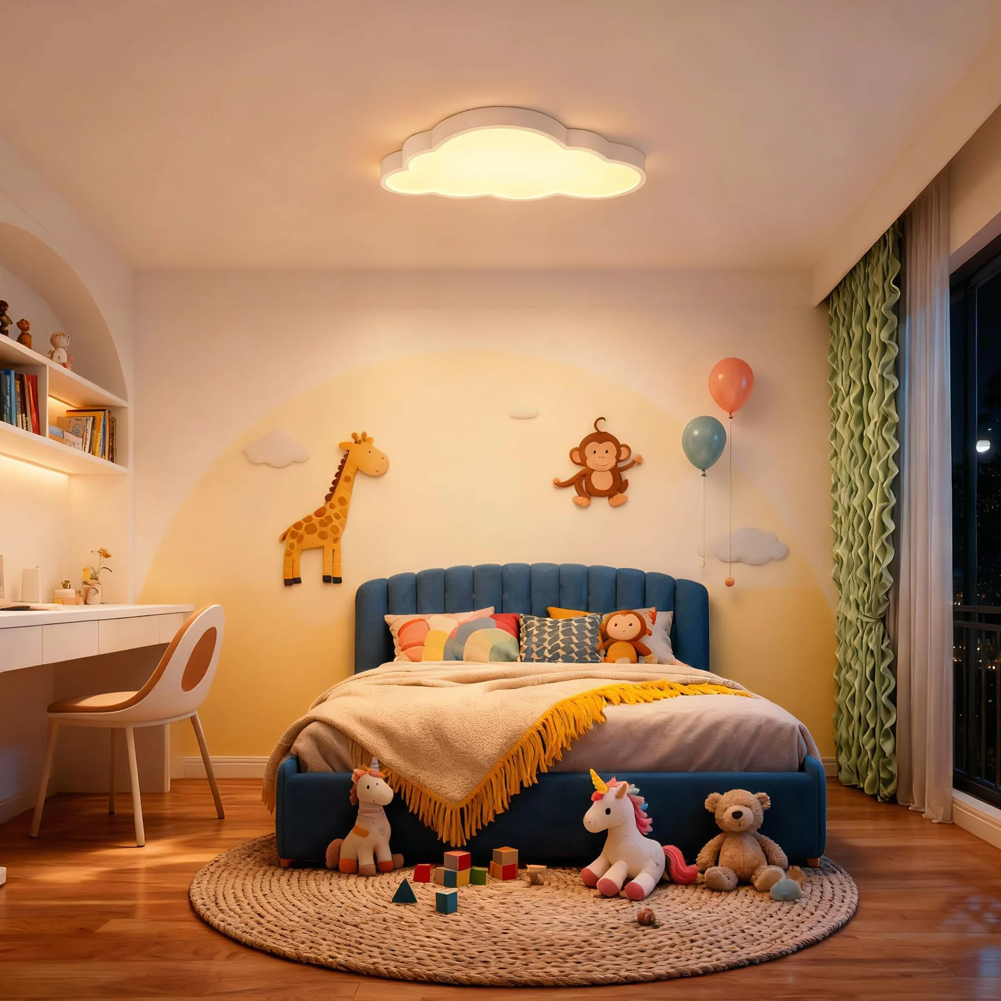 UISEBRT Lampa sufitowa LED, chmury, lampa sufitowa do pokoju dziecięcego, 48 W, ultra cienka, ściemniana, kreatywna lampa chmurowa z pilotem zdalnego sterowania, do pokoju dziecięcego,