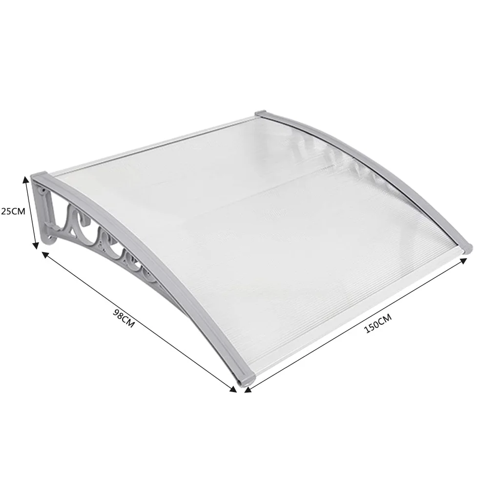 Zadaszenie do drzwi wejściowych, aluminium i poliwęglanu, ochrona przed promieniowaniem UV, dach jednospadowy do garażu, na balkon, okna, domu (100 x 150 cm, biały)