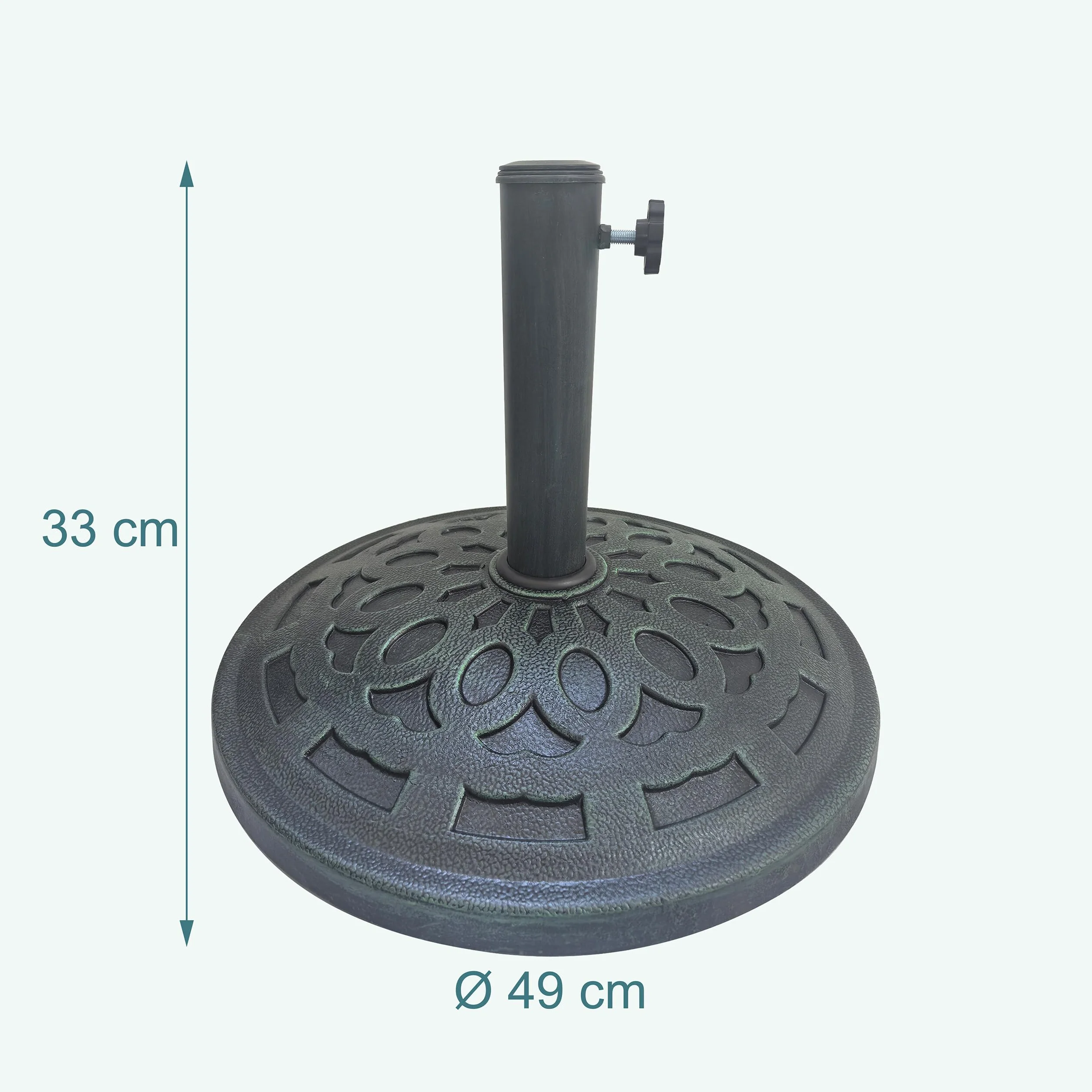 Relaxdays Stojak na parasole przeciwsłoneczne Ø 49 cm 34-48 mm czarny/zielony