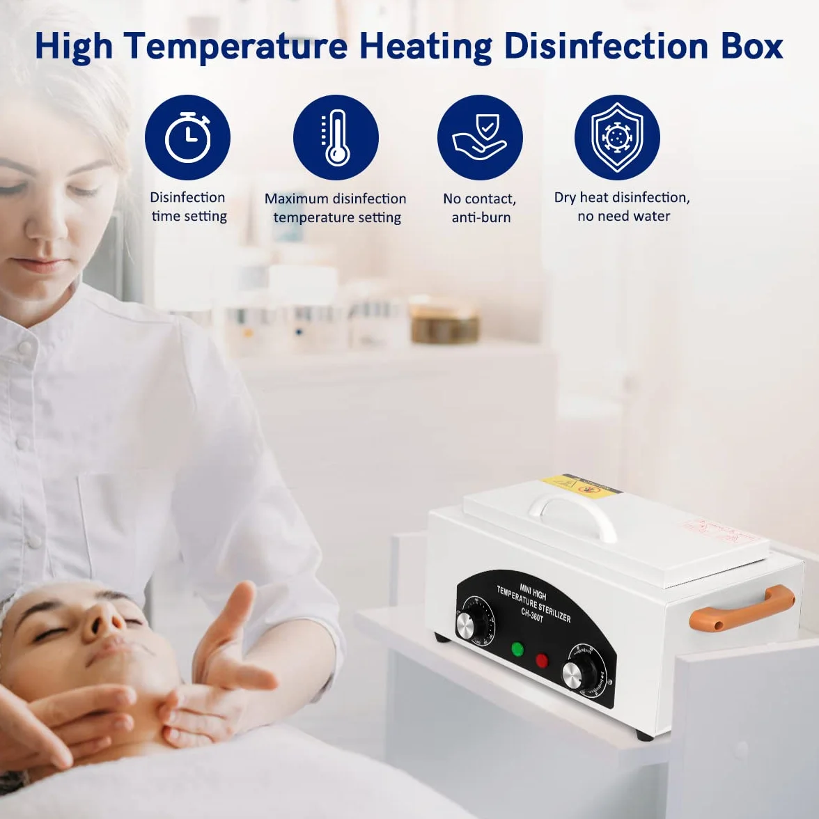 Xverycan Sterylizator gorącego powietrza 300 W, sterylizator do czyszczenia paznokci, narzędzi kosmetycznych, narzędzi fryzjerskich, salonów kosmetycznych, fryzjerskich, salonów piękności
