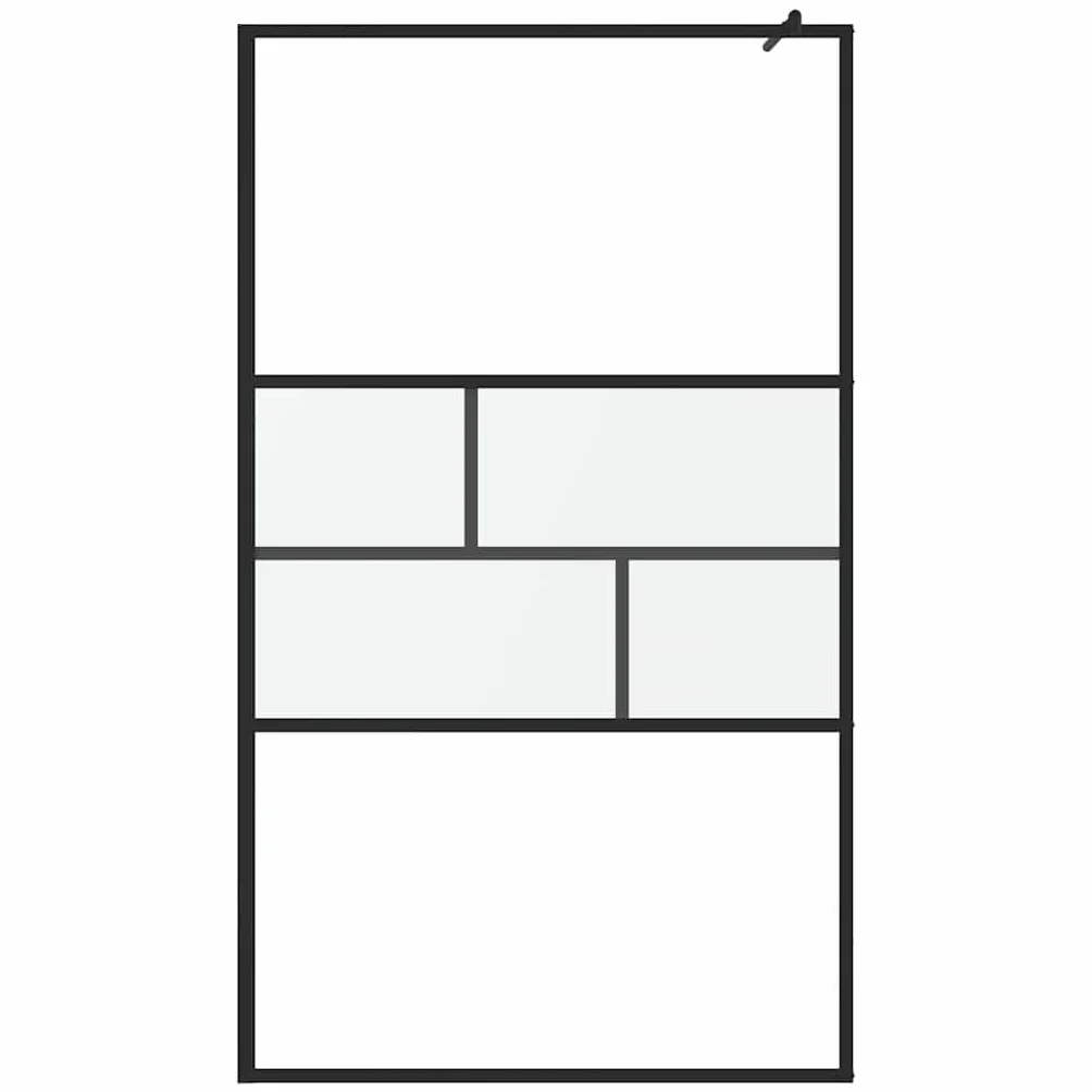 Ścianka prysznicowa Walk-in, czarna, 115 x 195 x 0,5 cm, szkło ESG i aluminium, ścianka prysznicowa jako ochrona przed pryskaniem, ścianka działowa do łazienki, chodzenie w ścianie bocznej z