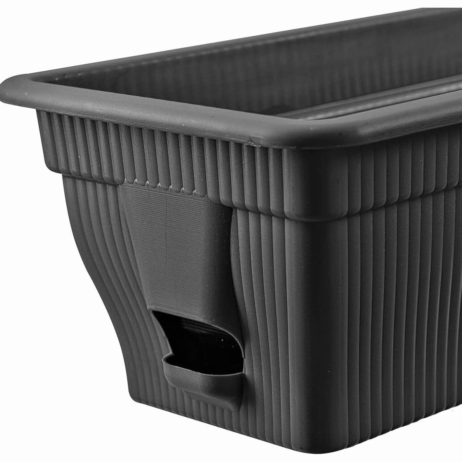 2 x skrzynka balkonowa 80 cm, skrzynka na kwiaty ze zbiornikiem wody, antracytowa, 18 l, skrzynka na kwiaty, odporna na warunki atmosferyczne, z wkładką, długa skrzynka balkonowa do ogrodu i na balkon