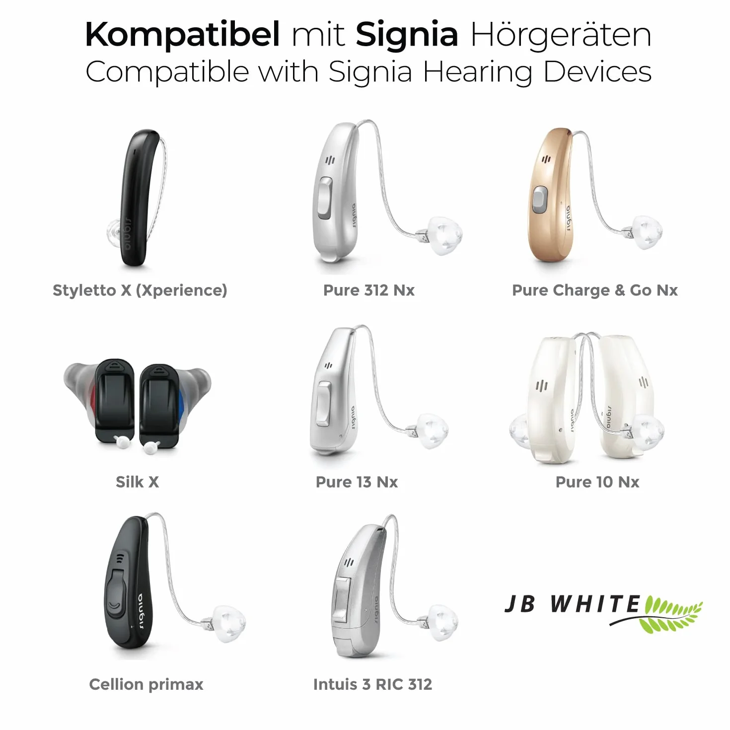 JB White 8 filtrów do uszu Mini-R WaxGuard kompatybilnych z aparatami do słuchu Signia Silk, słuchawkami Signia Ex oraz mini odbiornikami i mini odbiornikami 2.0 - zastępcze filtry do aparatów